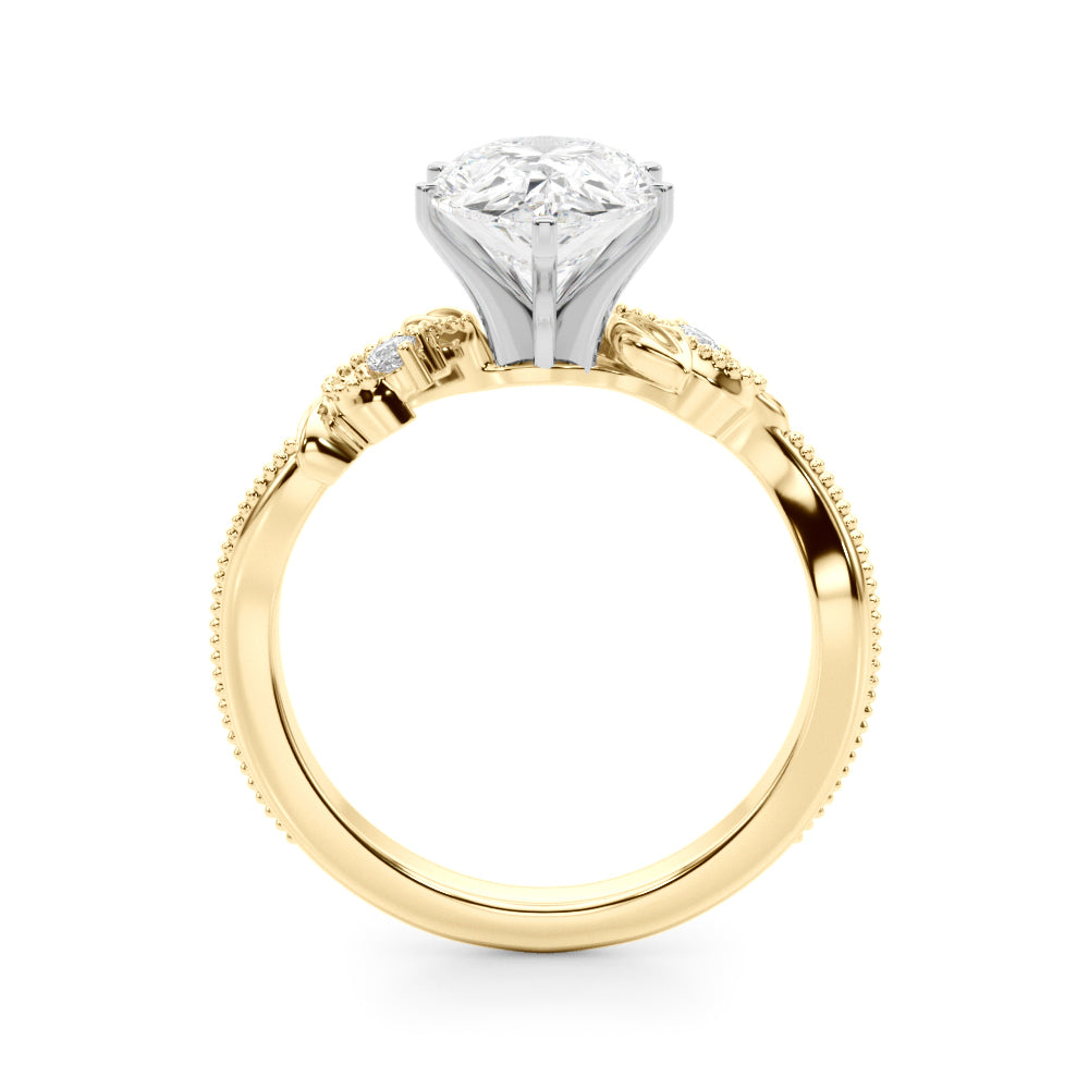 Graceful Center Engagement Ring Oval Diamond Engagement Ring â€” 10K/14K Gold & Platinum