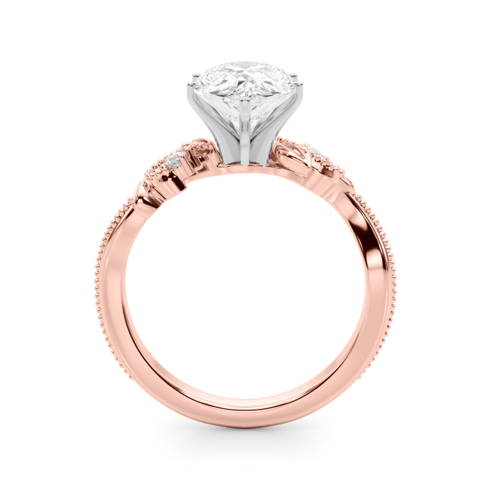 Graceful Center Engagement Ring Oval Diamond Engagement Ring â€” 10K/14K Gold & Platinum