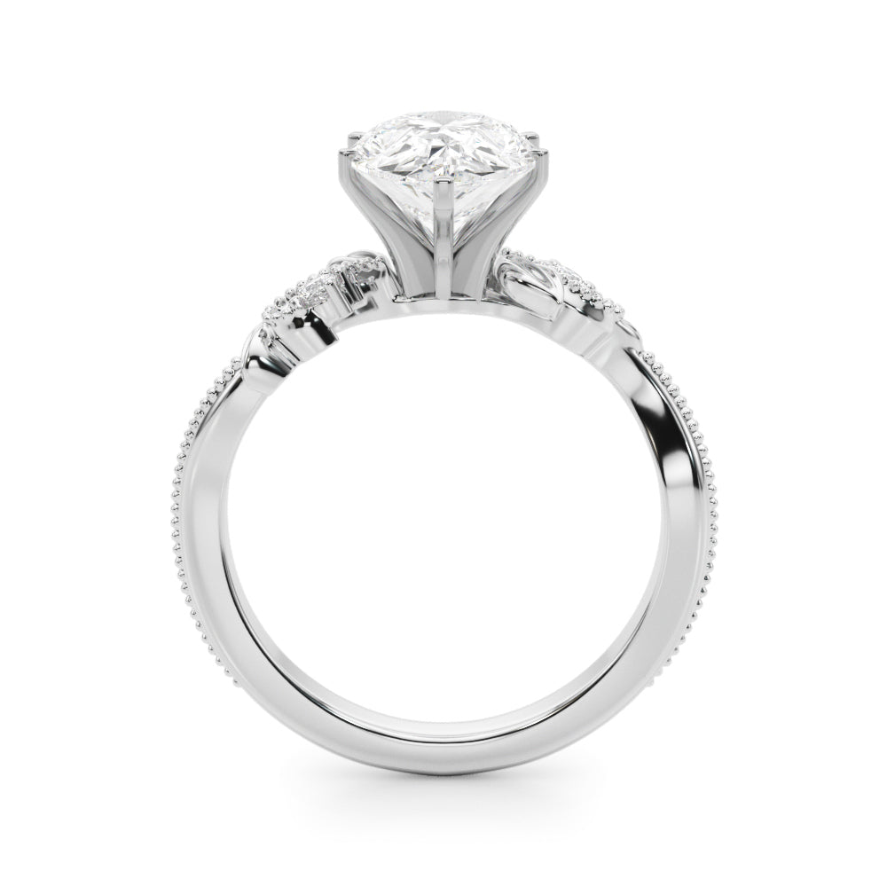Graceful Center Engagement Ring Oval Diamond Engagement Ring â€” 10K/14K Gold & Platinum