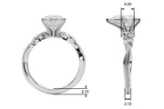 Graceful Center Engagement Ring Oval Diamond Engagement Ring â€” 10K/14K Gold & Platinum