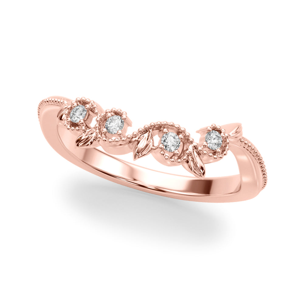 Nature-Inspired Milgrain Half Eternity Ring in Gold & Platinum
