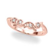 Nature-Inspired Milgrain Half Eternity Ring in Gold & Platinum