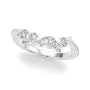 Nature-Inspired Milgrain Half Eternity Ring in Gold & Platinum