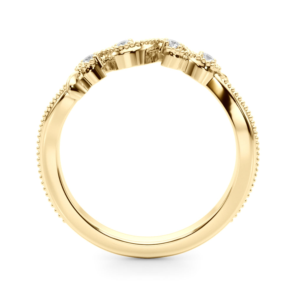 Nature-Inspired Milgrain Half Eternity Ring in Gold & Platinum