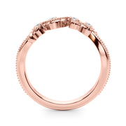 Nature-Inspired Milgrain Half Eternity Ring in Gold & Platinum