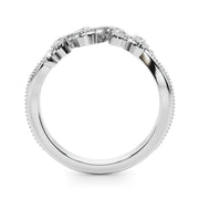 Nature-Inspired Milgrain Half Eternity Ring in Gold & Platinum