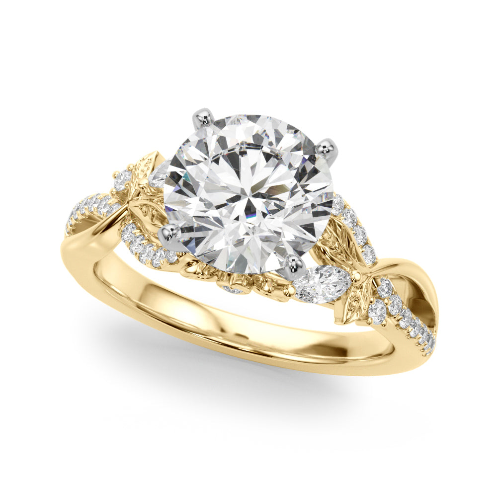 Statement Center Round Diamond Engagement Ring â€” 10K/14K Gold & Platinum