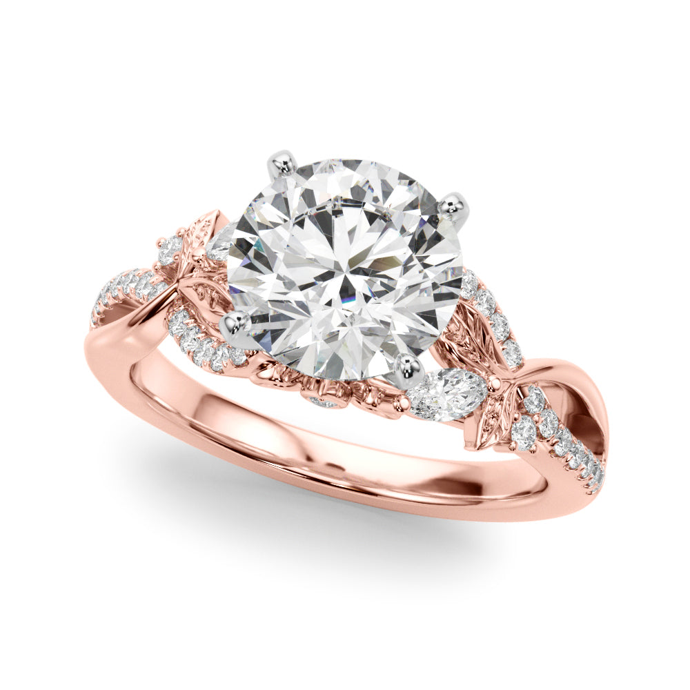 Statement Center Round Diamond Engagement Ring â€” 10K/14K Gold & Platinum