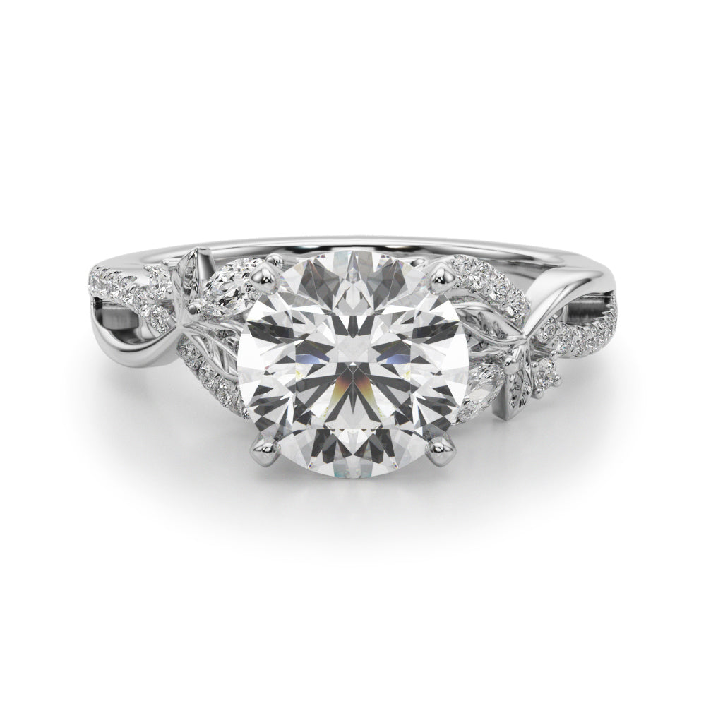 Statement Center Round Diamond Engagement Ring â€” 10K/14K Gold & Platinum