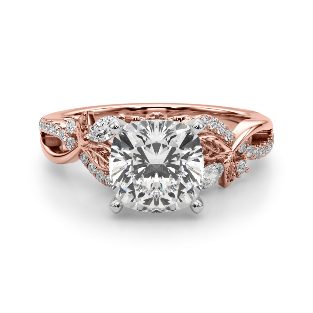 Statement Center Round Diamond Engagement Ring â€” 10K/14K Gold & Platinum