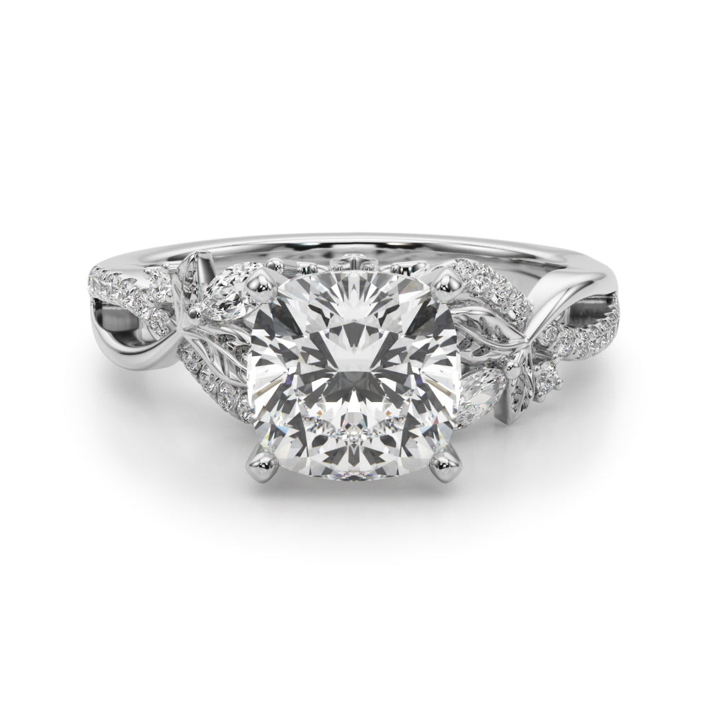 Statement Center Round Diamond Engagement Ring â€” 10K/14K Gold & Platinum