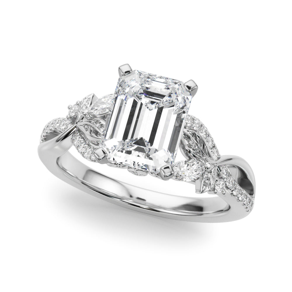 Statement Center Round Diamond Engagement Ring â€” 10K/14K Gold & Platinum