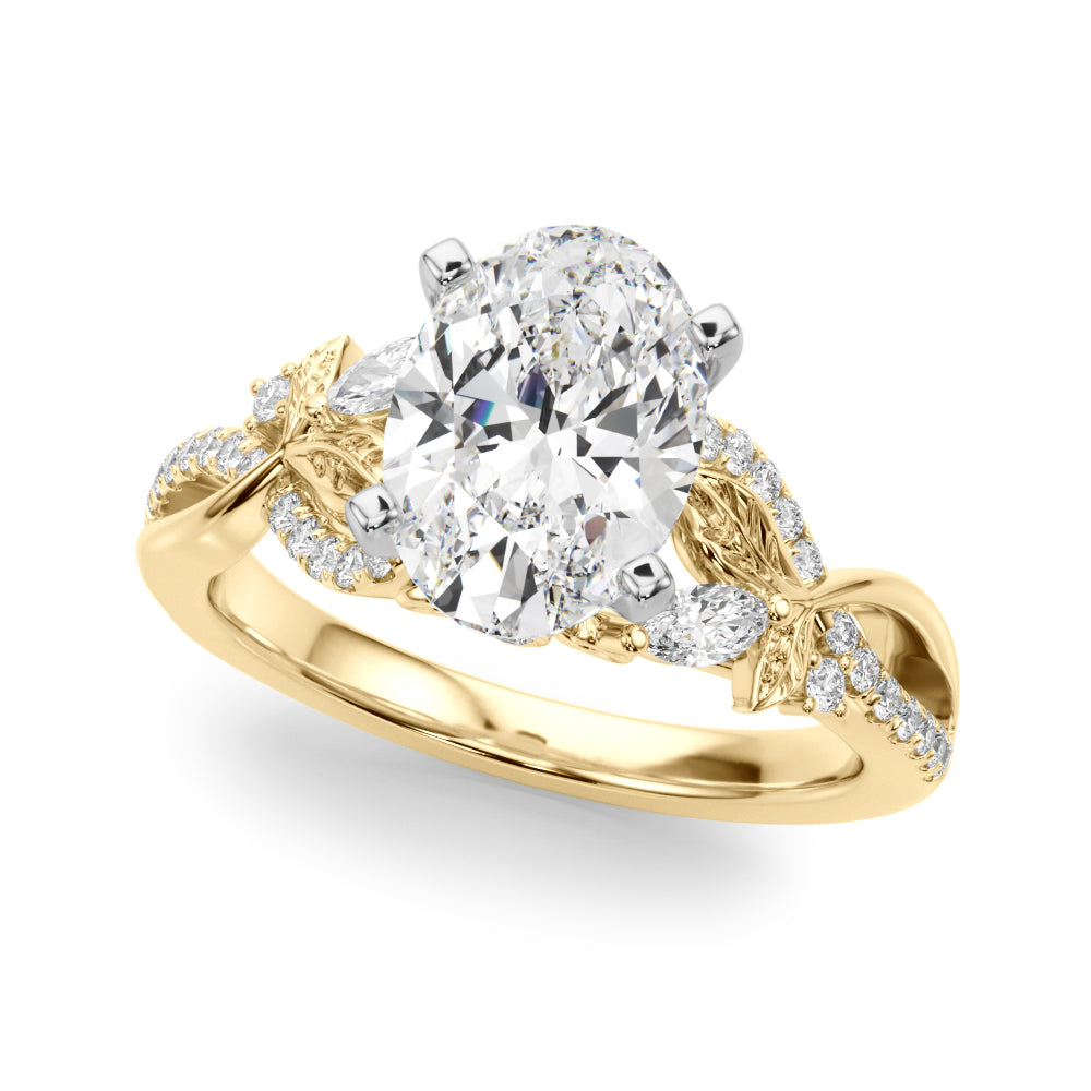 Statement Center Round Diamond Engagement Ring â€” 10K/14K Gold & Platinum