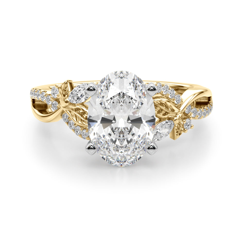 Statement Center Round Diamond Engagement Ring â€” 10K/14K Gold & Platinum