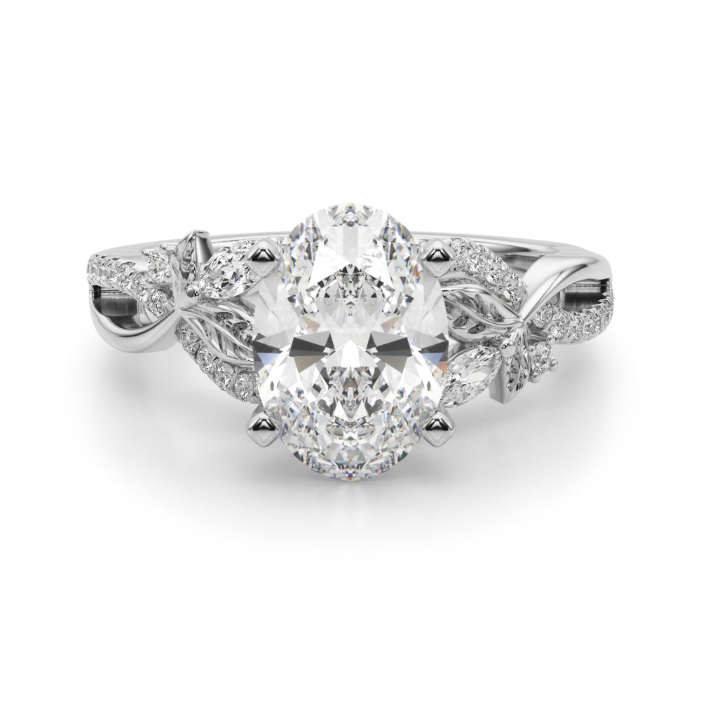 Statement Center Round Diamond Engagement Ring â€” 10K/14K Gold & Platinum