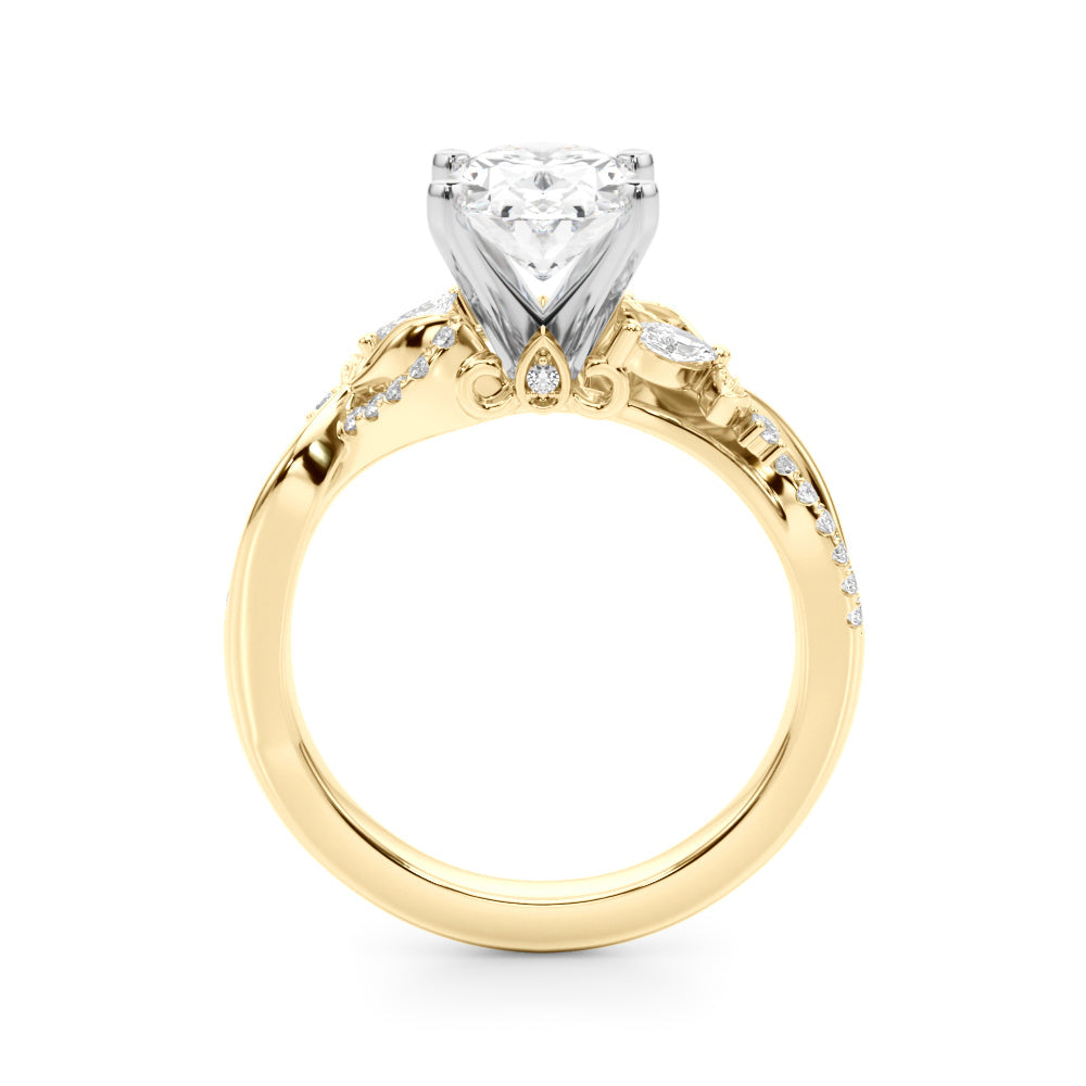 Statement Center Round Diamond Engagement Ring â€” 10K/14K Gold & Platinum