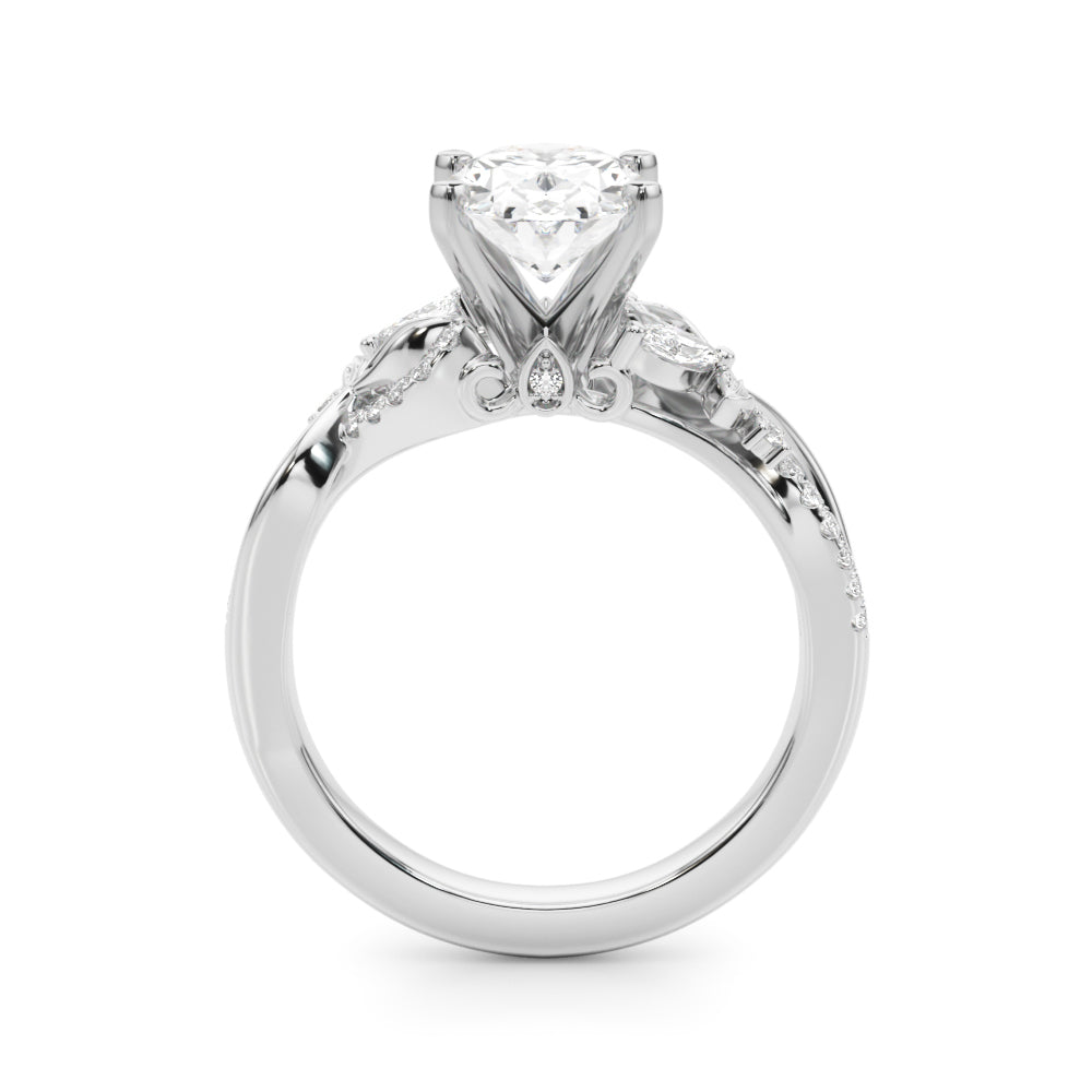 Statement Center Round Diamond Engagement Ring â€” 10K/14K Gold & Platinum