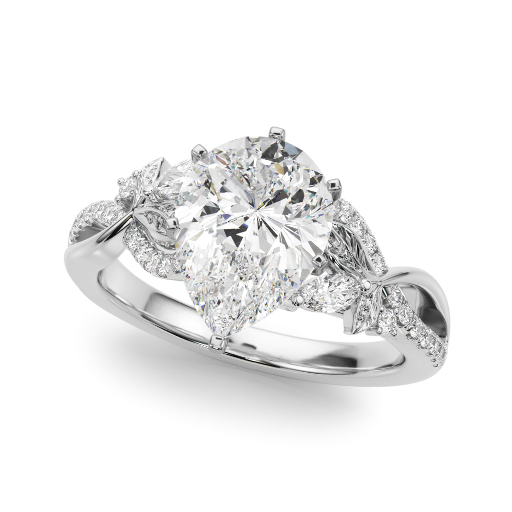 Statement Center Round Diamond Engagement Ring in 10K/14K gold and platinum with certified lab-grown or natural diamonds