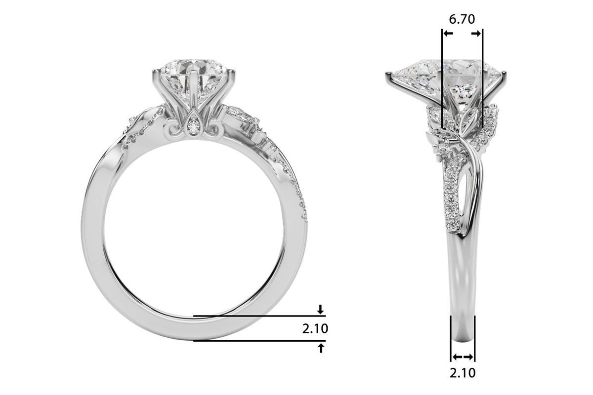Statement Center Round Diamond Engagement Ring â€” 10K/14K Gold & Platinum