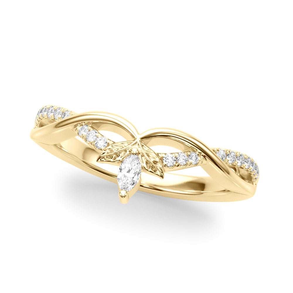 Twisting Nature-Inspired Half Eternity Ring in 10K/14K gold and platinum with certified lab-grown or natural diamonds