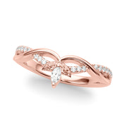 Twisting Nature-Inspired Half Eternity Ring in Gold & Platinum
