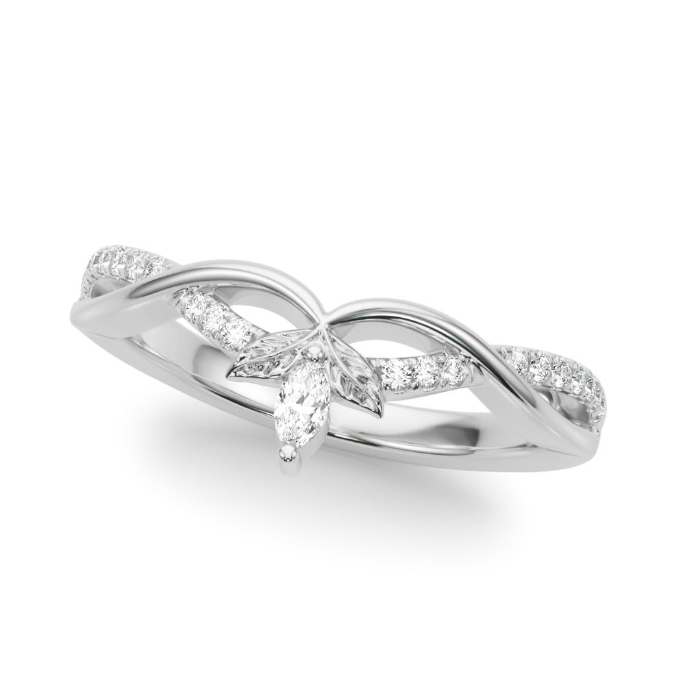 Twisting Nature-Inspired Half Eternity Ring in Gold & Platinum