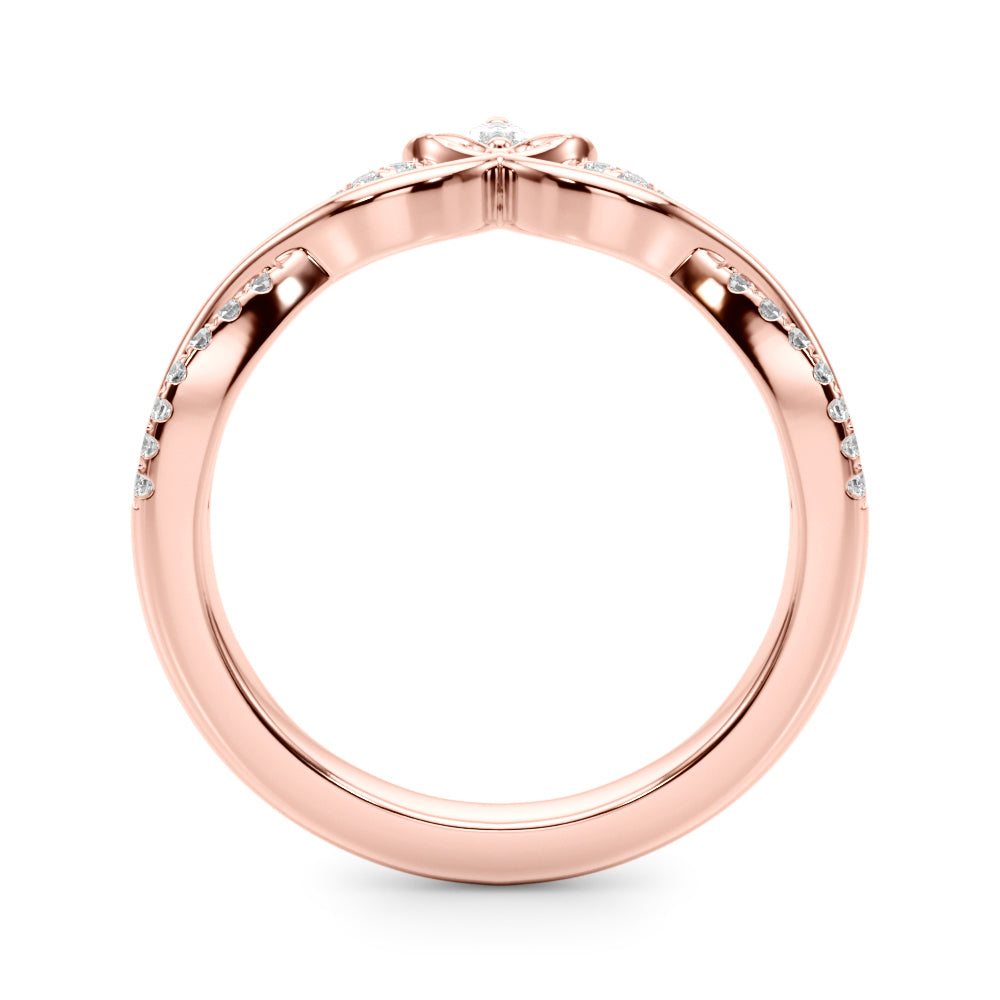 Twisting Nature-Inspired Half Eternity Ring in Gold & Platinum