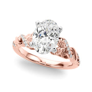 Dazzling Center Oval Diamond Engagement Ring â€” 10K/14K Gold & Platinum