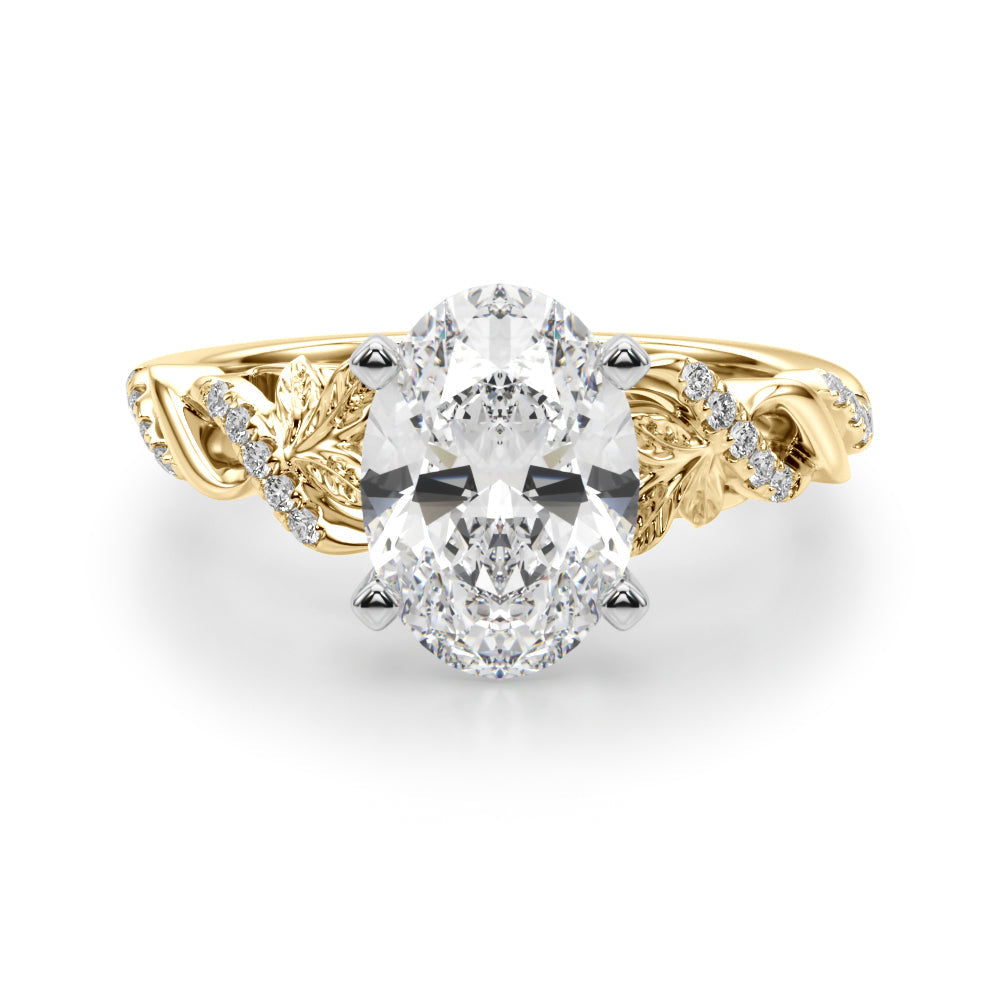 Dazzling Center Oval Diamond Engagement Ring â€” 10K/14K Gold & Platinum