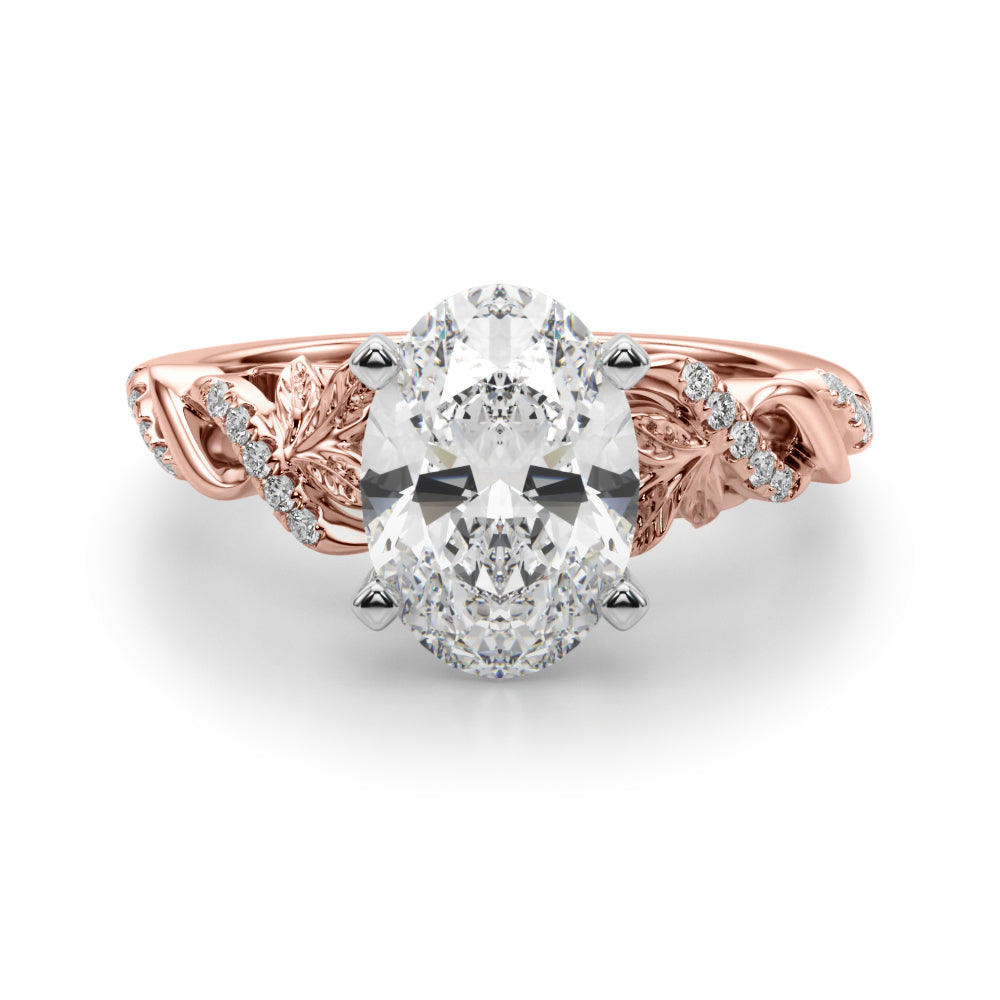 Dazzling Center Oval Diamond Engagement Ring â€” 10K/14K Gold & Platinum