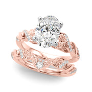 Dazzling Center Oval Diamond Engagement Ring â€” 10K/14K Gold & Platinum