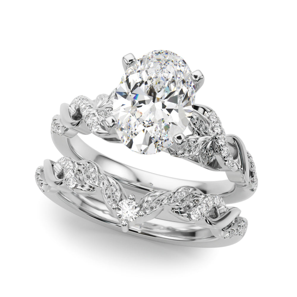 Dazzling Center Oval Diamond Engagement Ring â€” 10K/14K Gold & Platinum