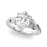 Dazzling Center Oval Diamond Engagement Ring in 10K/14K gold and platinum with certified lab-grown or natural diamonds