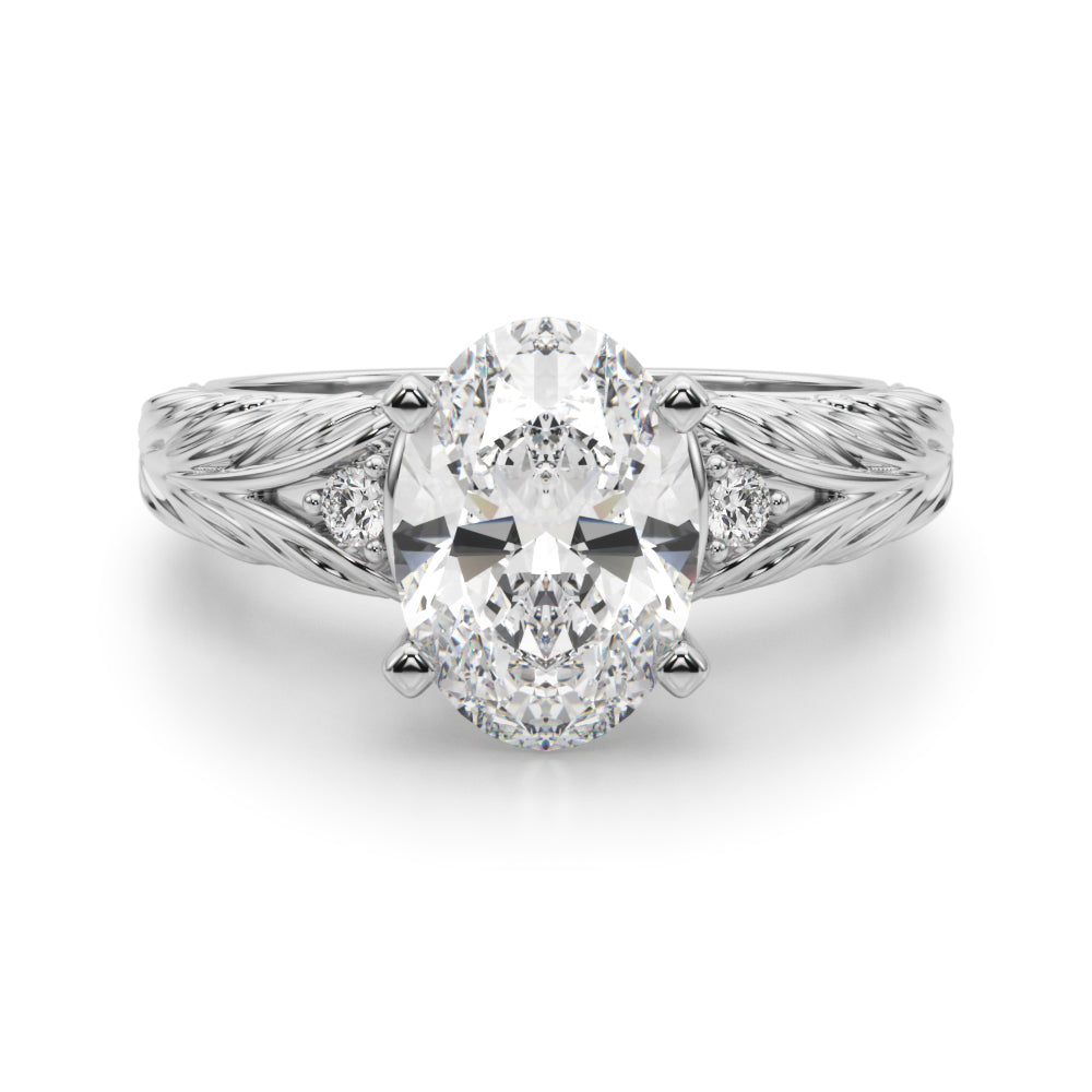 Pristine Center Oval Diamond Engagement Ring â€” 10K/14K Gold & Platinum