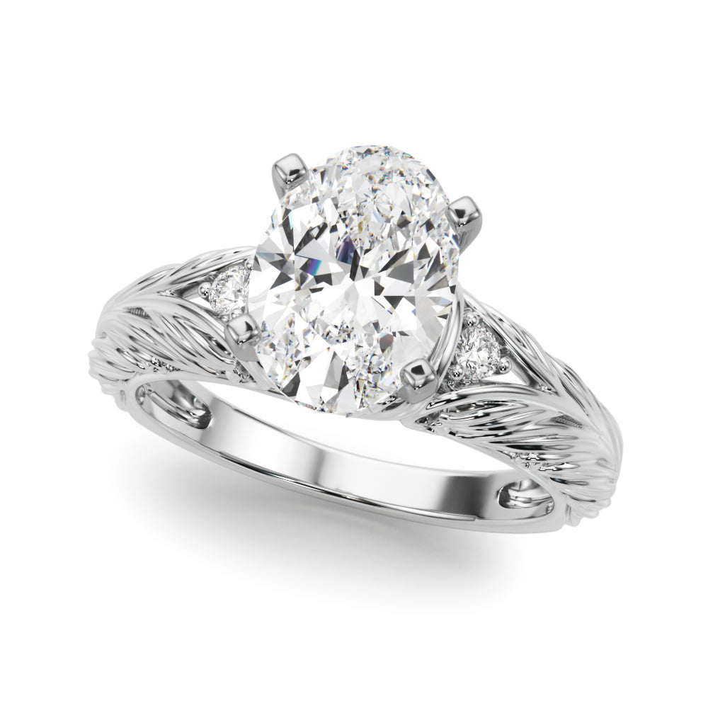 Pristine Center Oval Diamond Engagement Ring â€” 10K/14K Gold & Platinum