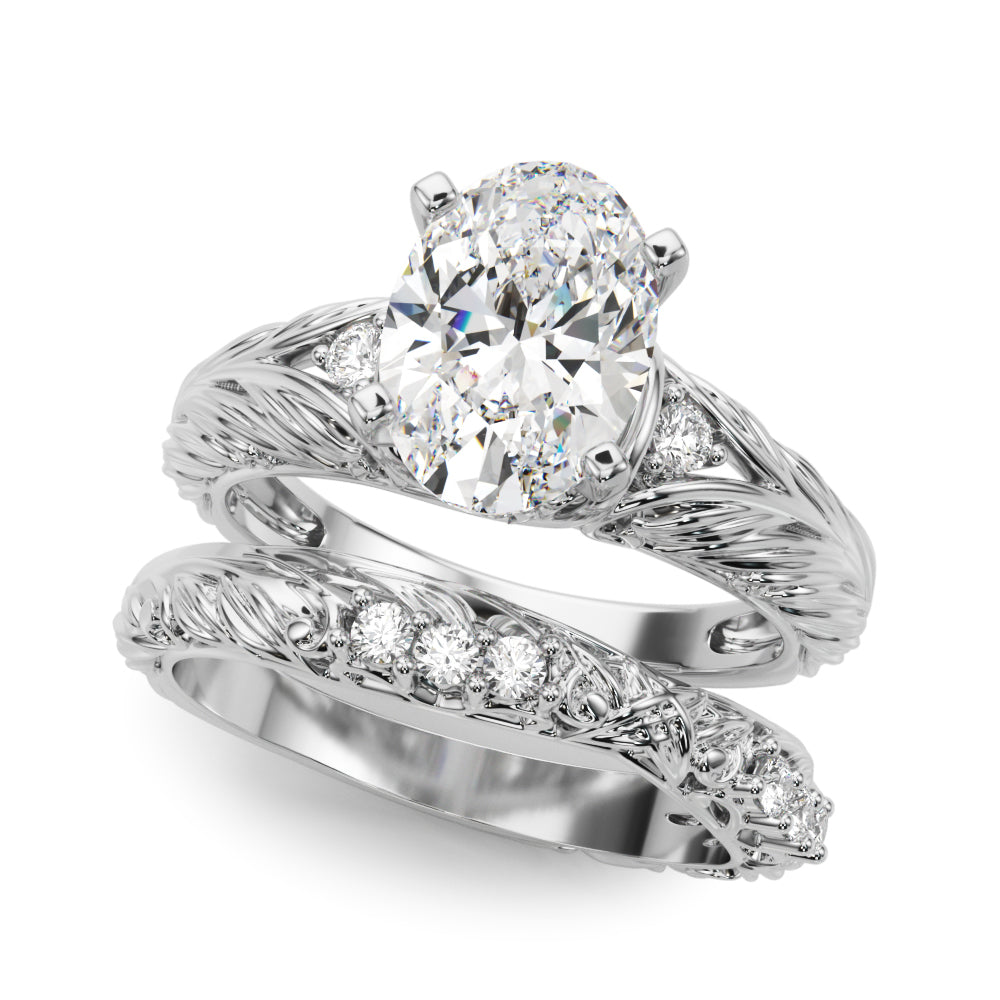 Pristine Center Oval Diamond Engagement Ring â€” 10K/14K Gold & Platinum