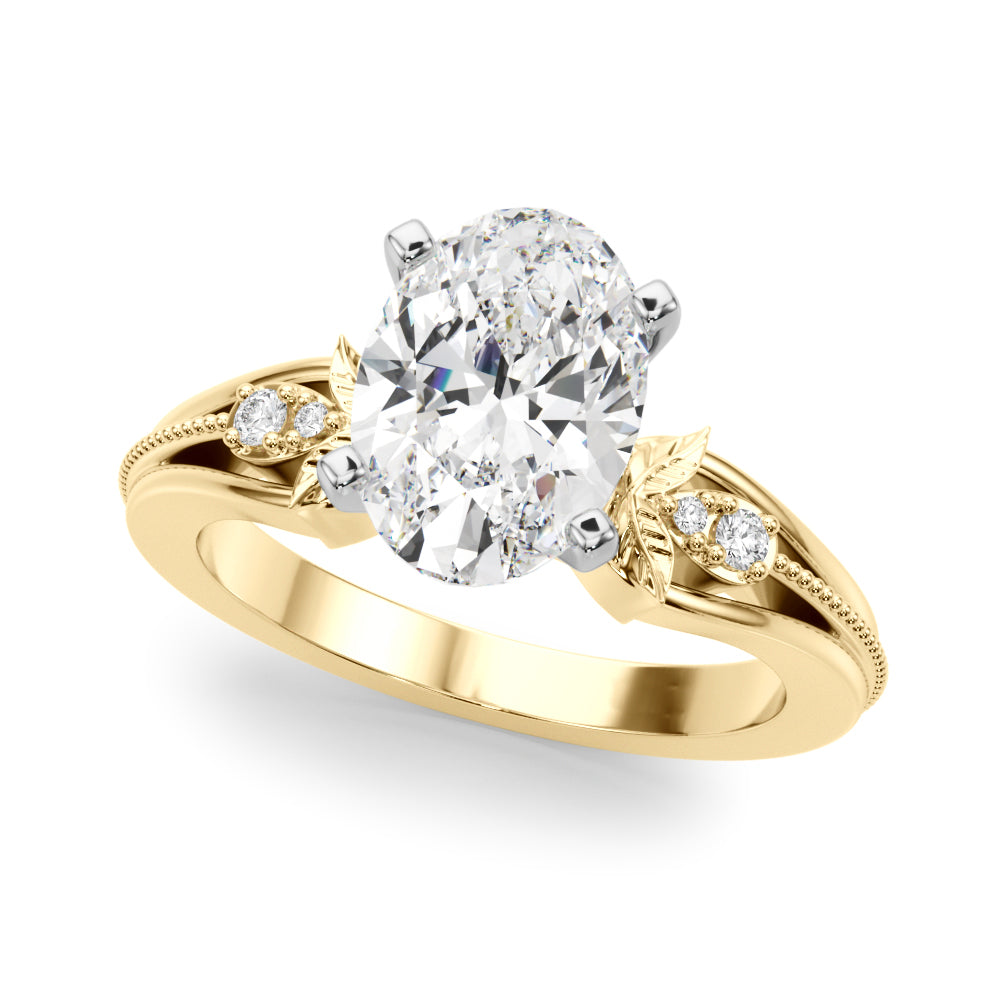 Devoted Center Oval Diamond Engagement Ring â€” 10K/14K Gold & Platinum