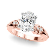 Devoted Center Oval Diamond Engagement Ring â€” 10K/14K Gold & Platinum