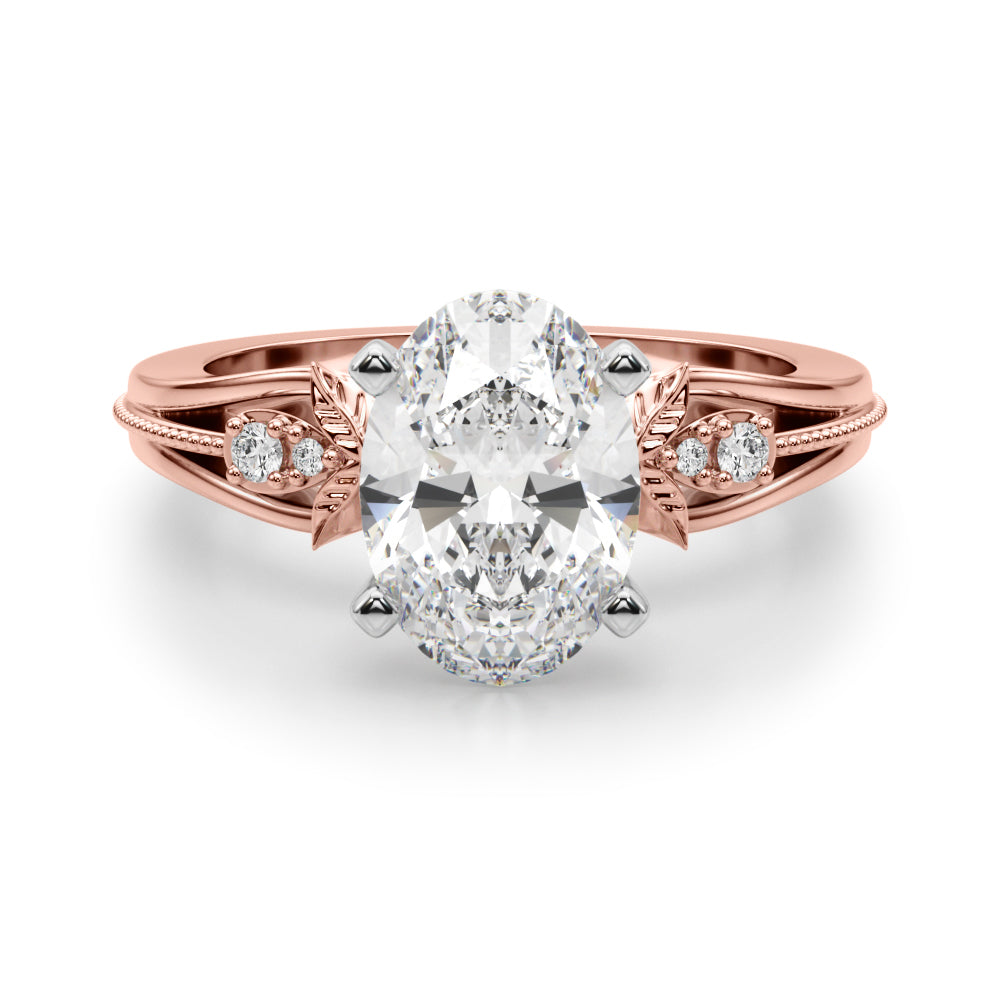 Devoted Center Oval Diamond Engagement Ring â€” 10K/14K Gold & Platinum