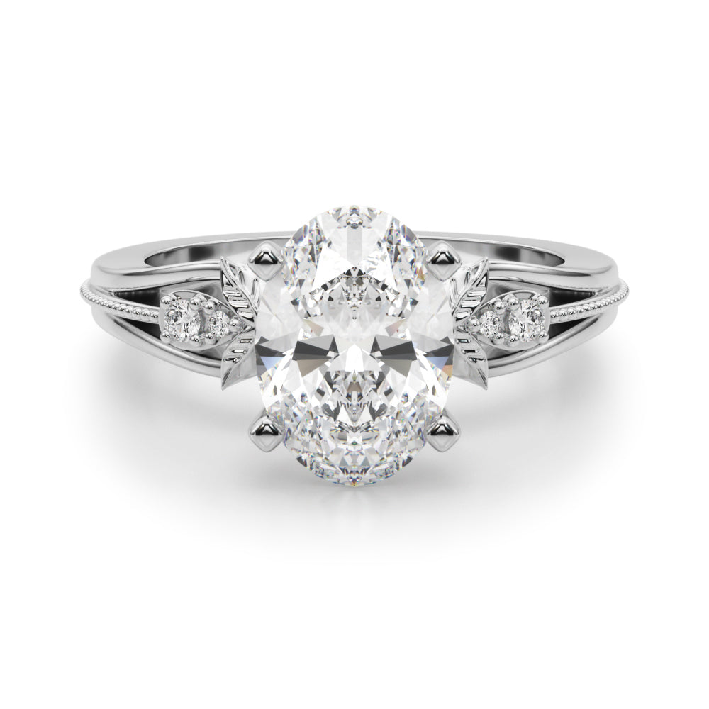 Devoted Center Oval Diamond Engagement Ring â€” 10K/14K Gold & Platinum