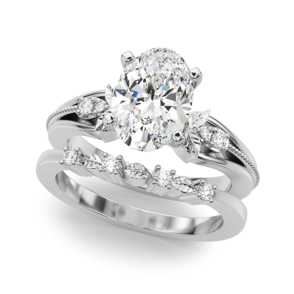 Devoted Center Oval Diamond Engagement Ring â€” 10K/14K Gold & Platinum