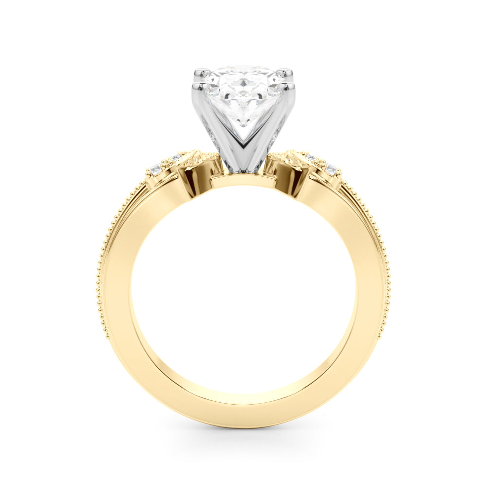 Devoted Center Oval Diamond Engagement Ring â€” 10K/14K Gold & Platinum