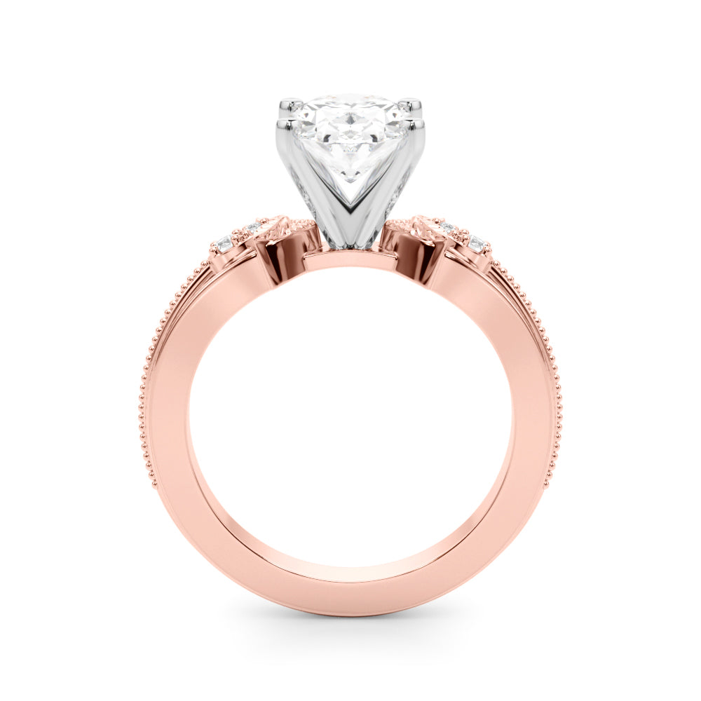 Devoted Center Oval Diamond Engagement Ring â€” 10K/14K Gold & Platinum