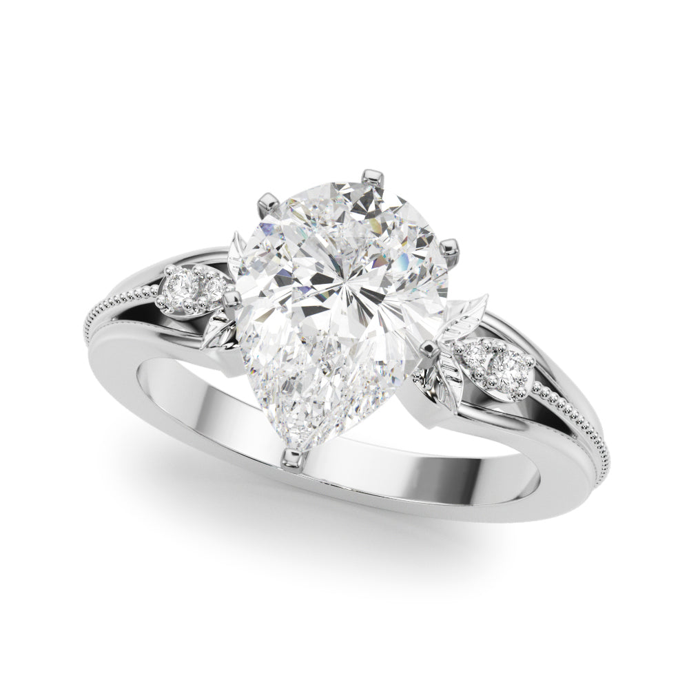 Devoted Center Oval Diamond Engagement Ring in 10K/14K gold and platinum with certified lab-grown or natural diamonds