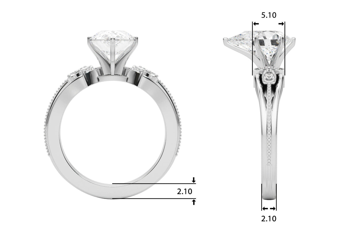 Devoted Center Oval Diamond Engagement Ring â€” 10K/14K Gold & Platinum