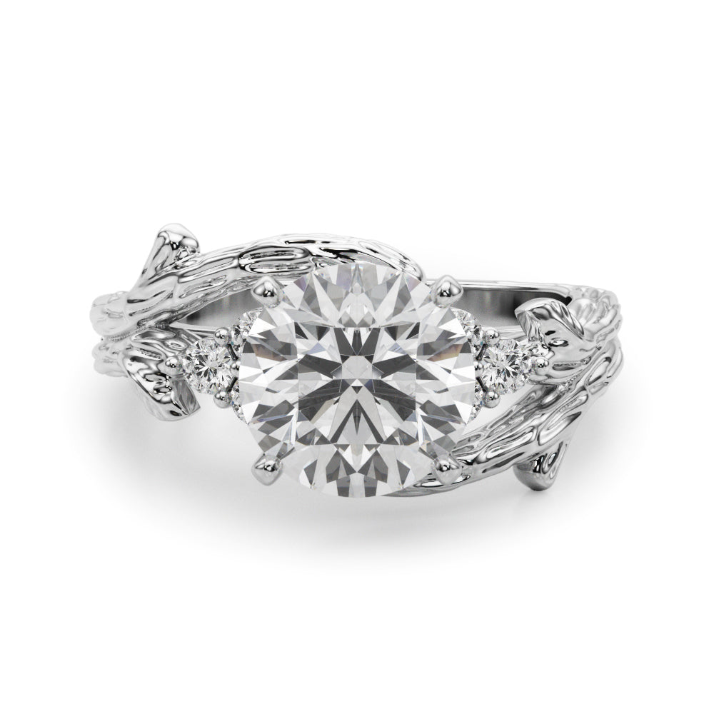 Cherished Center Round Diamond Engagement Ring â€” 10K/14K Gold & Platinum