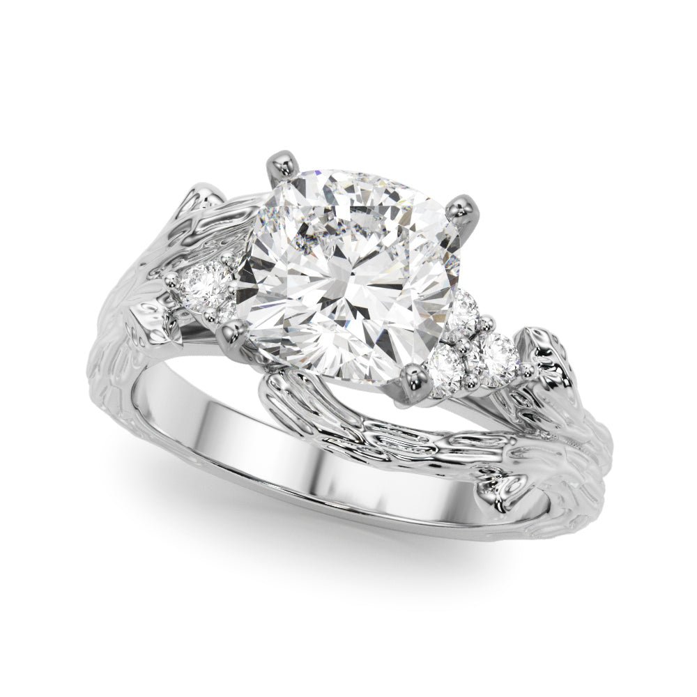Cherished Center Round Diamond Engagement Ring â€” 10K/14K Gold & Platinum