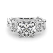 Regal Three-Stone Ring With Twisted Shank Round Diamond Engagement Ring â€” 10K/14K Gold & Platinum