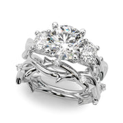 Regal Three-Stone Ring With Twisted Shank Round Diamond Engagement Ring â€” 10K/14K Gold & Platinum