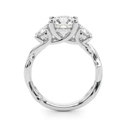 Regal Three-Stone Ring With Twisted Shank Round Diamond Engagement Ring â€” 10K/14K Gold & Platinum
